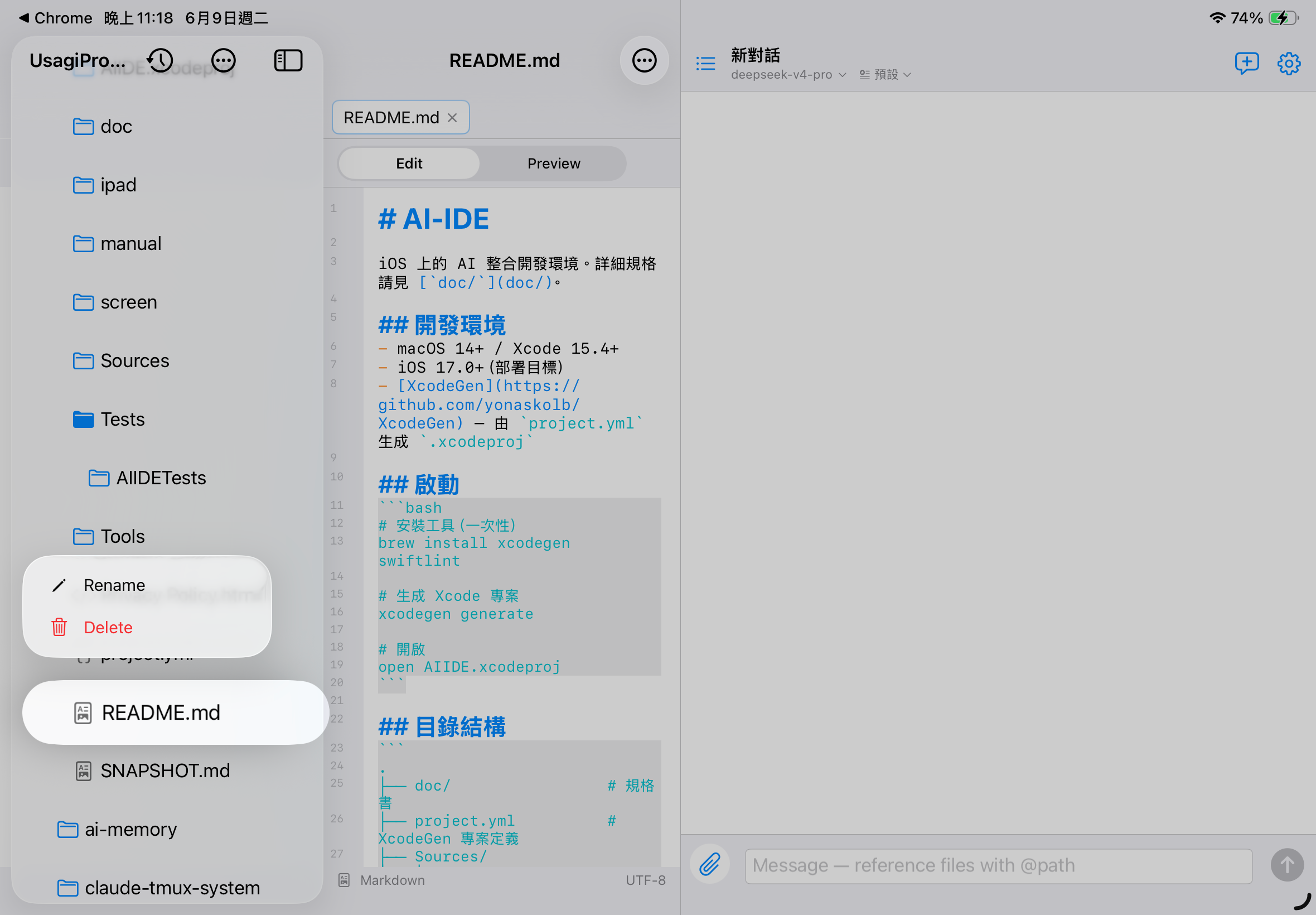context menu